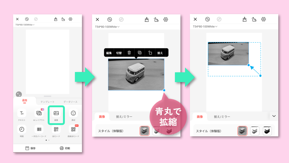 画像を読み込み、拡縮