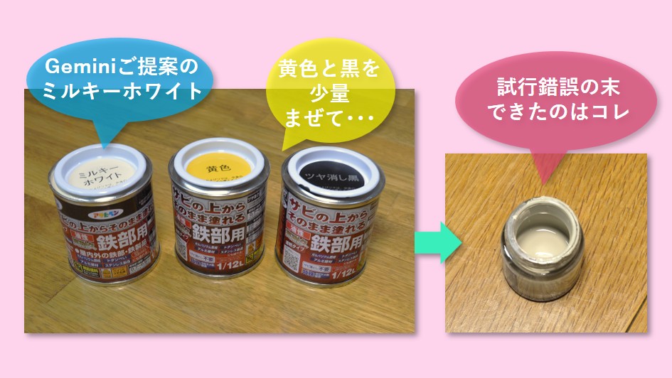 クリーム色の調色